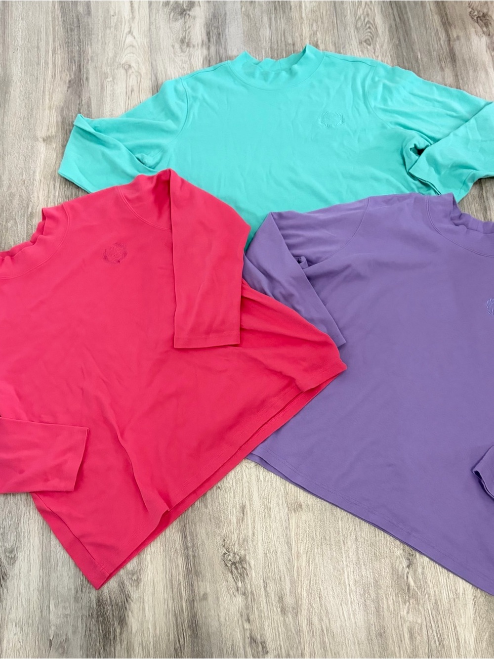 Lot Of 3 Blair Long Sleeve Mock Turtleneck Short Women's 2XL 90s Cottage Pastel